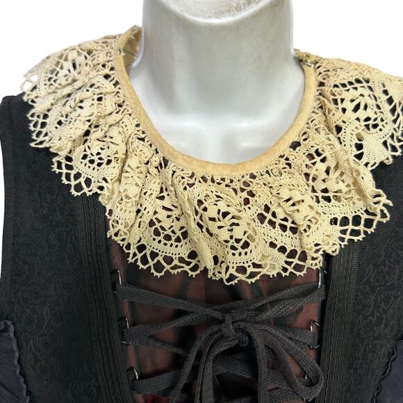 Vintage bayerische staatsoper munchen black lace pleated victorian gothic dress - Picture 11 of 16